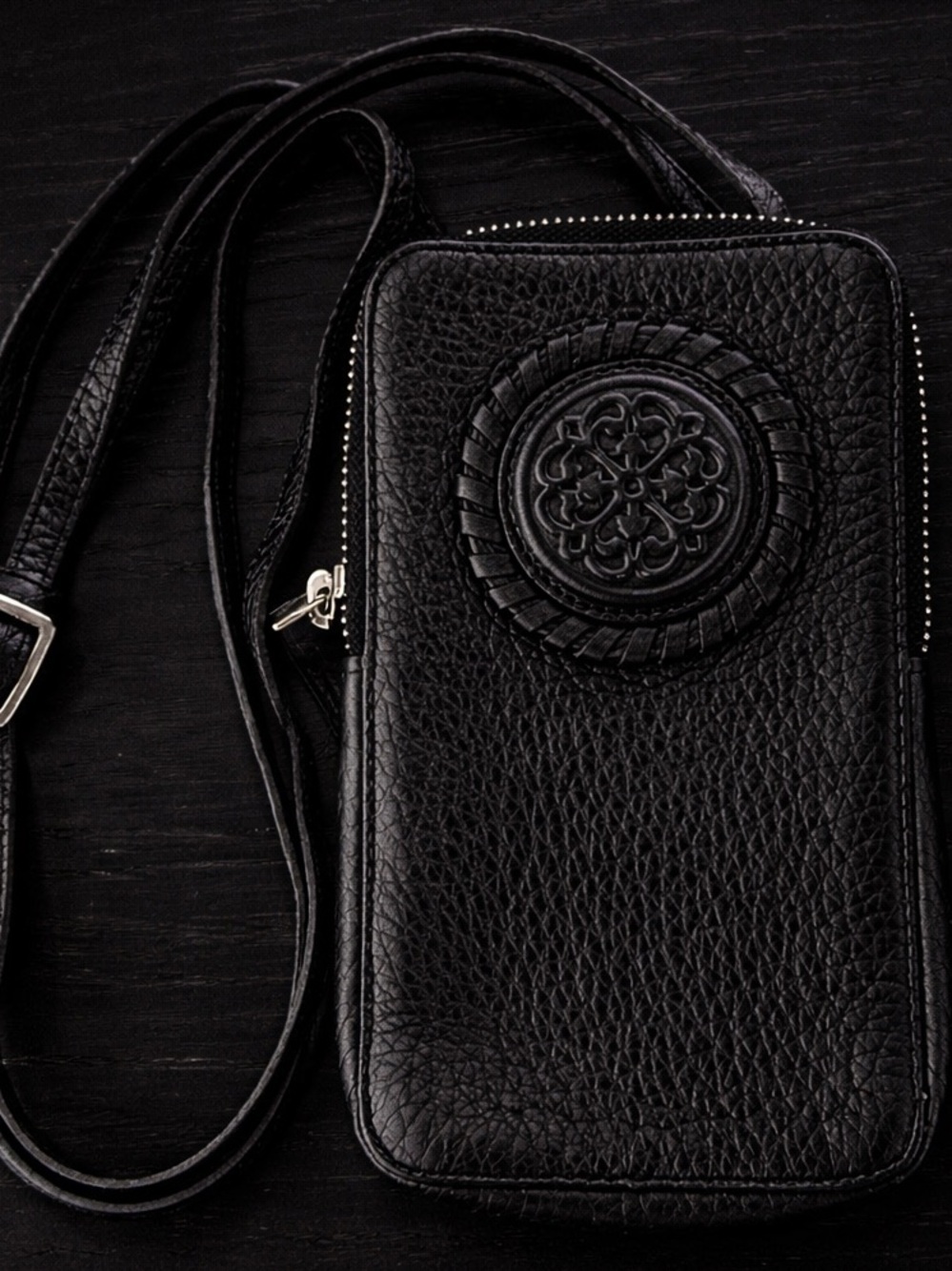 Brighton Black Leather Phone Crossbody Wallet Purse